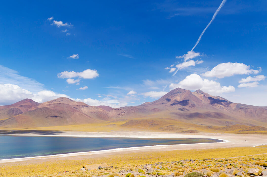 Lagunas altiplánicas frente a montañas y paja brava